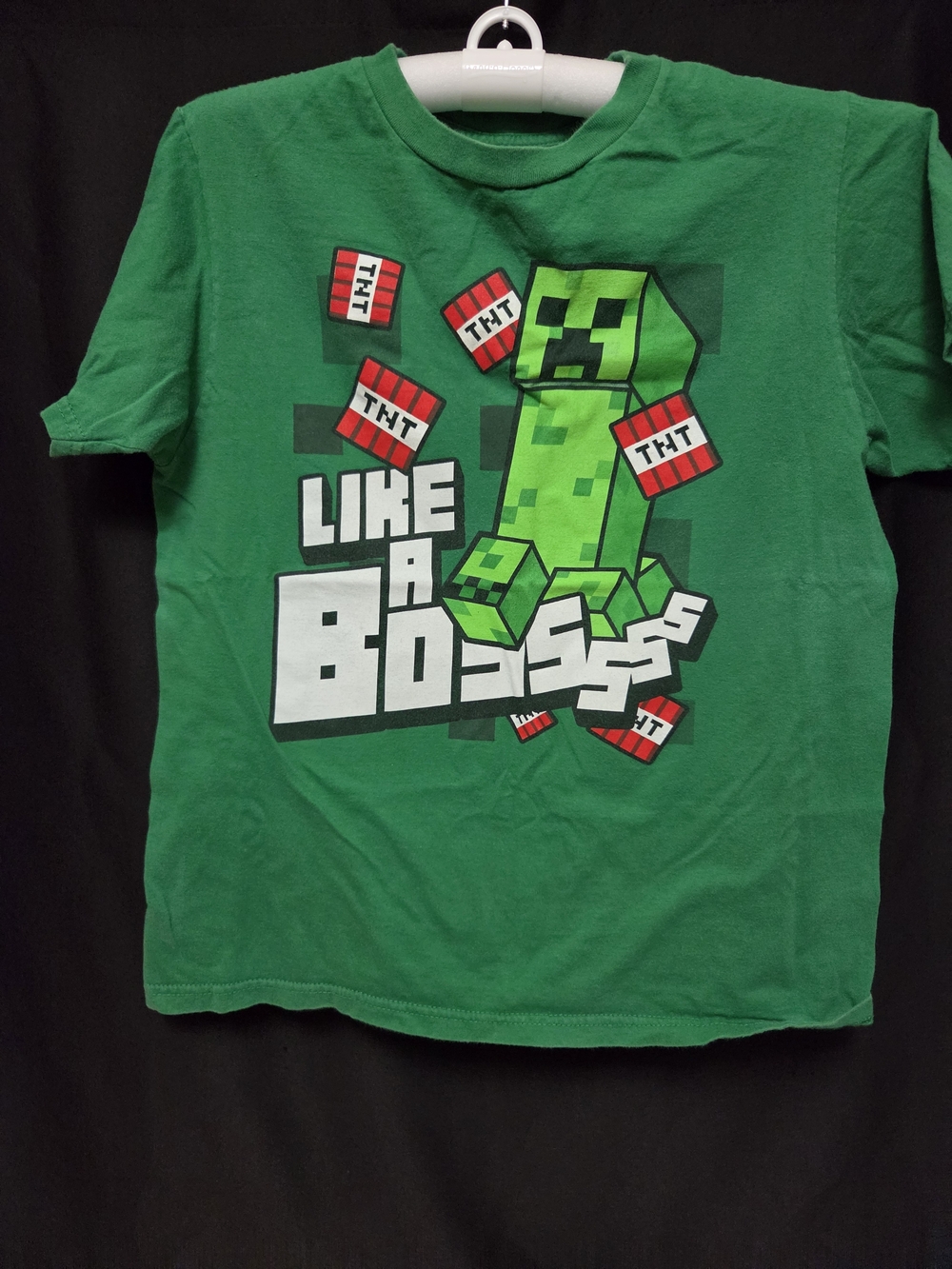 Green Kids Minecraft Creeper 'Like A Boss' Graphic Tee